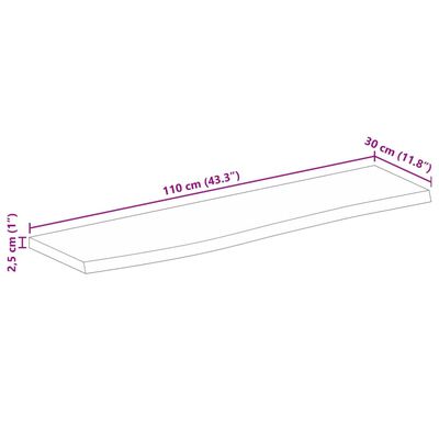 vidaXL Bordplate 110x30x2,5 cm naturlig kant grovt heltre mangotre