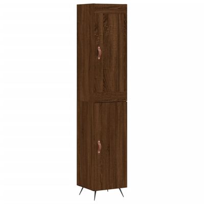 vidaXL Highboard brun eik 34,5x34x180 cm konstruert tre