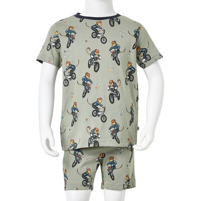 Pyjamas for barn med korte ermer lysekaki 140