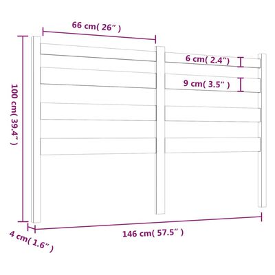 vidaXL Sengegavl 146x4x100 cm heltre furu