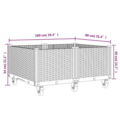 vidaXL Plantekasse med hjul grå 100x80x54 cm PP