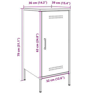 vidaXL Oppbevaringskap hvit 36x39x79 cm kaldvalset stål