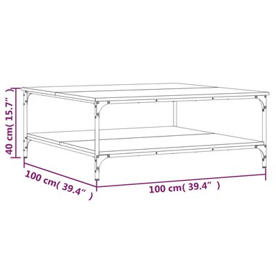 vidaXL Salongbord svart 100x100x40 cm konstruert tre