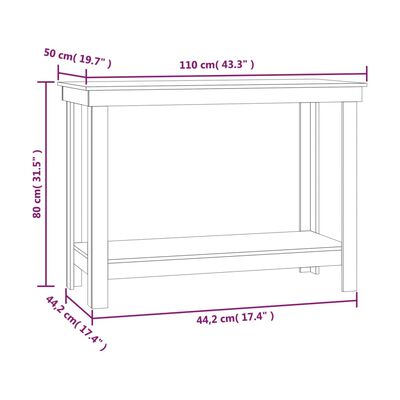 vidaXL Arbeidsbenk honningbrun 110x50x80 cm heltre furu