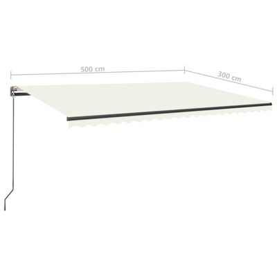 vidaXL Automatisk markise med vindsensor og LED 500x300 cm kremhvit