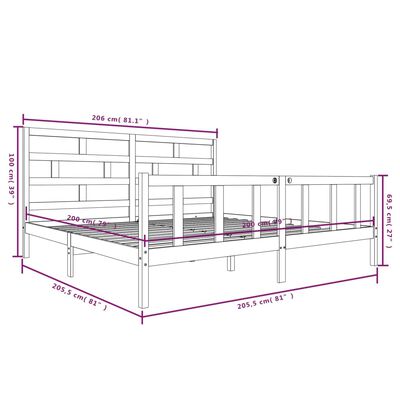 vidaXL Sengeramme heltre furu 200x200 cm