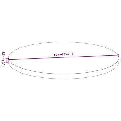 vidaXL Bordplate Ø80x2,5 cm bambus