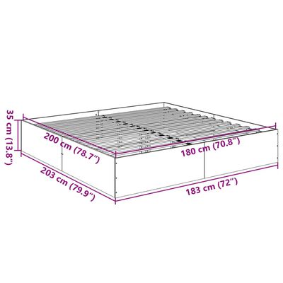 vidaXL Sengeramme røkt eik 180x200 cm konstruert tre