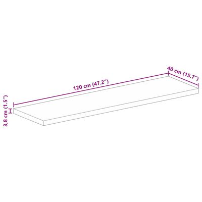 vidaXL Bordplate 120x40x3,8 cm rektangulær heltre akasie