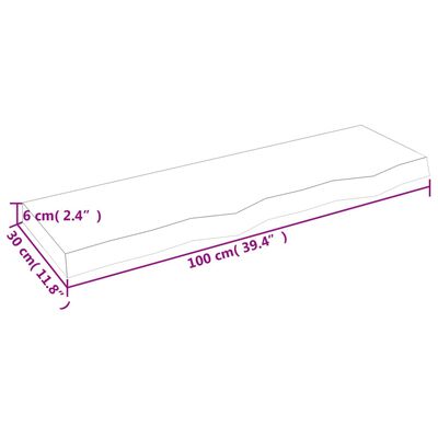 vidaXL Benkeplate til bad mørkebrun 100x30x(2-6) cm behandlet heltre