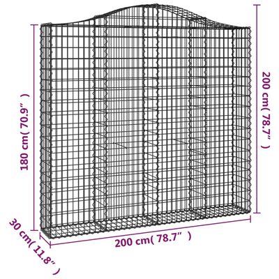 vidaXL Gabionkurver buede 4 stk 200x30x180/200 cm galvanisert jern