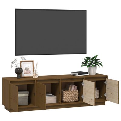 vidaXL TV-benk honningbrun 156x37x45 cm heltre furu