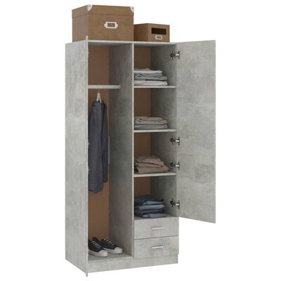 vidaXL Garderobe betonggrå 80x52x180 cm konstruert tre