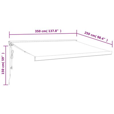 vidaXL Uttrekkbar markise antrasitt 3,5x2,5 m stoff og aluminium