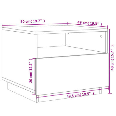 vidaXL Salongbord med LED-lys svart 50x49x40 cm