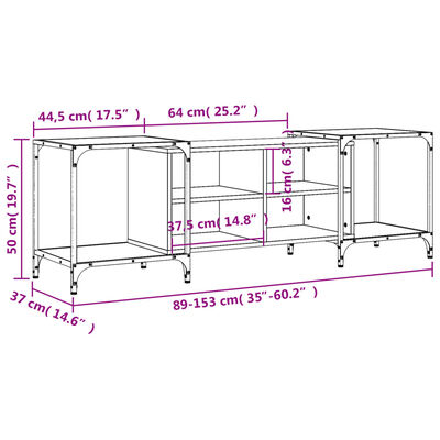 vidaXL TV-benk grå sonoma 153x37x50 cm konstruert tre