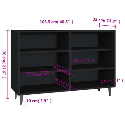 vidaXL Skjenk svart 103,5x35x70 cm konstruert tre