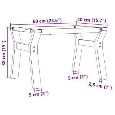 vidaXL Ben for salongbord Y-ramme 60x40x38 cm støpejern