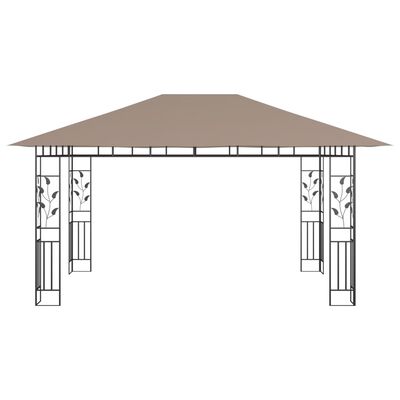 vidaXL Paviljong med myggnett 4x3x2,73 m gråbrun 180 g/m²