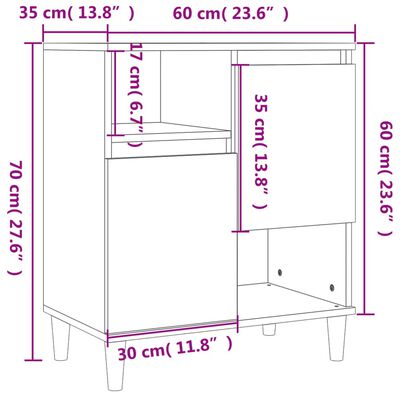 vidaXL Skjenk grå sonoma 60x35x70 cm konstruert tre