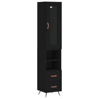 vidaXL Highboard svart 34,5x34x180 cm konstruert tre