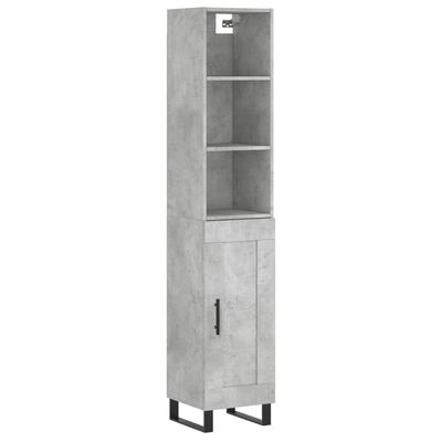 vidaXL Highboard betonggrå 34,5x34x180 cm konstruert tre