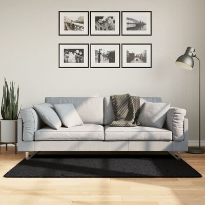 vidaXL Tykt teppe PAMPLONA høy luv moderne svart 80x150 cm