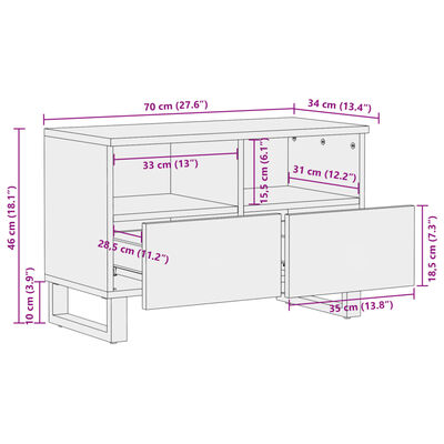 vidaXL TV-benk 70x34x46 cm heltre akasie