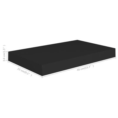 vidaXL Flytende vegghyller 2 stk svart 40x23x3,8 cm MDF