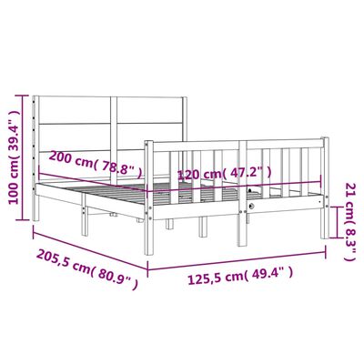 vidaXL Sengeramme uten madrass 120x200 cm heltre furu