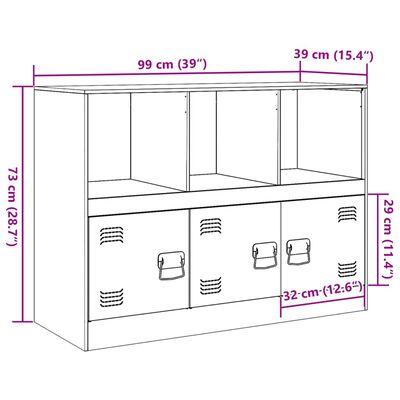 vidaXL Skjenk svart 99x39x73 cm stål