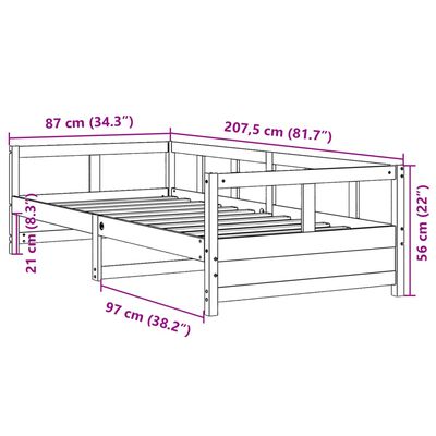 vidaXL Dagseng uten madrass hvit 80x200 cm heltre furu