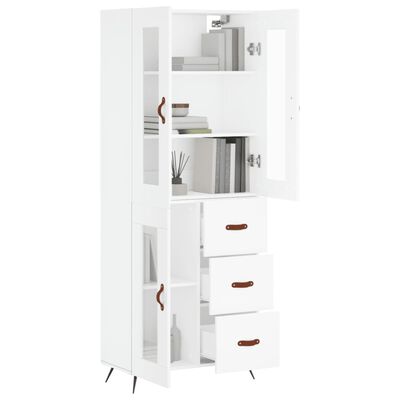 vidaXL Highboard hvit 69,5x34x180 cm konstruert tre