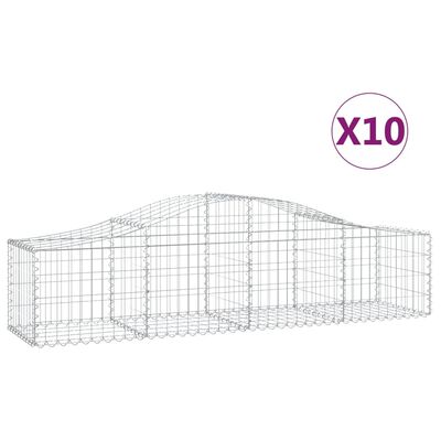 vidaXL Gabionkurver buede 10 stk 200x50x40/60 cm galvanisert jern