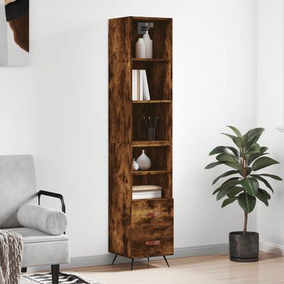 vidaXL Highboard røkt eik 34,5x34x180 cm konstruert tre