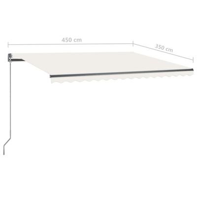 vidaXL Manuell uttrekkbar markise med LED 450x350 cm kremhvit