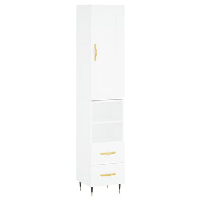 vidaXL Highboard hvit 34,5x34x180 cm konstruert tre