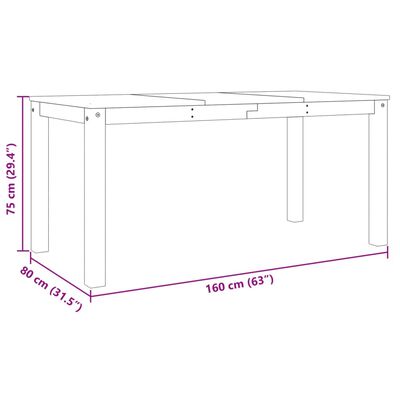 vidaXL Spisebord Panama hvit 160x80x75 cm heltre furu