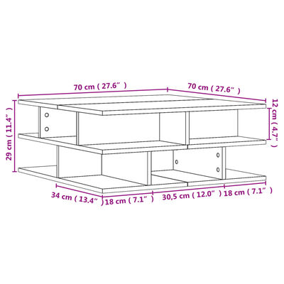 vidaXL Salongbord svart 70x70x29 cm konstruert tre