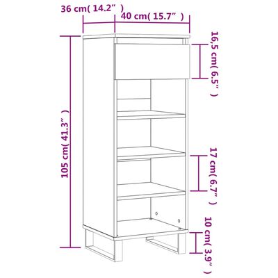 vidaXL Skoskap svart 40x36x105 cm konstruert tre