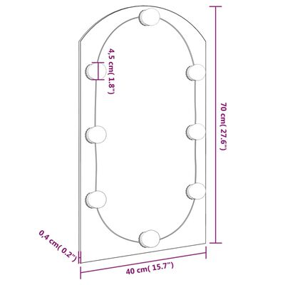 vidaXL Speil med LED-lys 70x40 cm glass oval