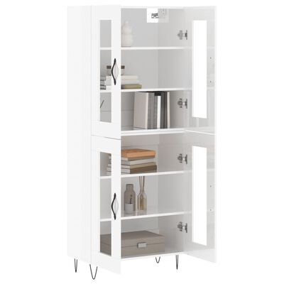 vidaXL Highboard høyglans hvit 69,5x34x180 cm konstruert tre