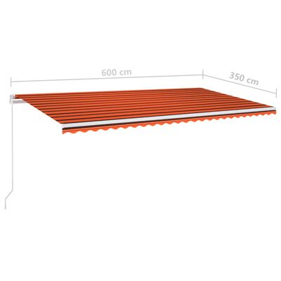 vidaXL Manuell uttrekkbar markise 600x350 cm oransje og brun