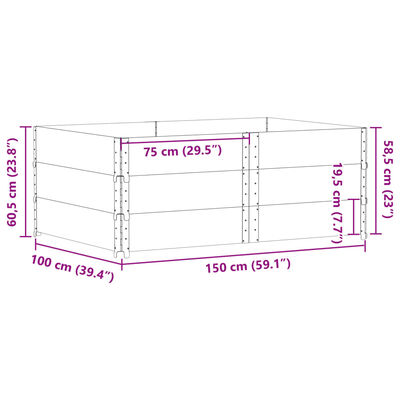 vidaXL Plantekasse svart 150x100 cm heltre furu