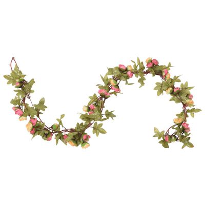 vidaXL Blomsterkranser for jul 6 stk rosa 215 cm