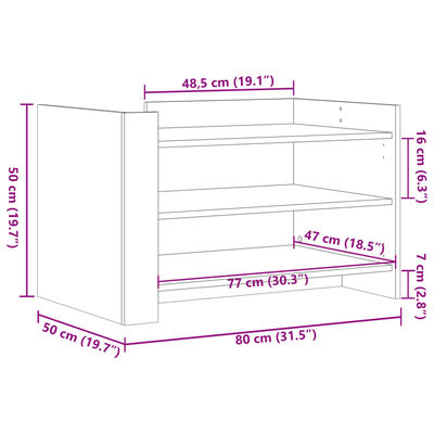 vidaXL Salongbord sonoma eik 80x50x50 cm konstruert tre