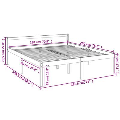 vidaXL Seniorseng 180x200 cm heltre furu