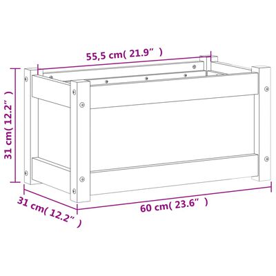 vidaXL Hageplantekasse voksbrun 60x31x31 cm heltre furu