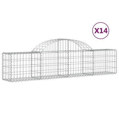 vidaXL Gabionkurver buede 14 stk 200x30x40/60 cm galvanisert jern