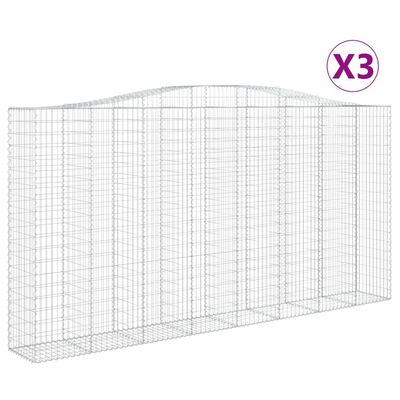 vidaXL Gabionkurver buede 3 stk 400x50x200/220 cm galvanisert jern